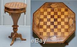 Stunning Walnut Victorian Sewing Or Work Box Chess Games Table Great Lamp Wine