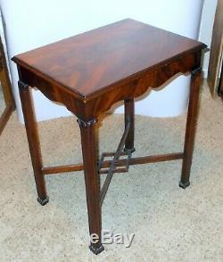 Stunning vtg CHIPPENDALE Accent Tea Side TABLE FLAME Mahogany Marlborough Legs