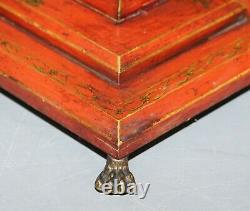 Sublime Circa 1940's Red Lacquered Chinese Chinoiserie Side Lamp End Wine Table