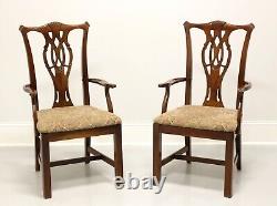 THOMASVILLE Solid Cherry Chippendale Straight Leg Dining Armchairs Pair