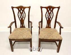 THOMASVILLE Solid Cherry Chippendale Straight Leg Dining Armchairs Pair