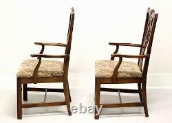 THOMASVILLE Solid Cherry Chippendale Straight Leg Dining Armchairs Pair