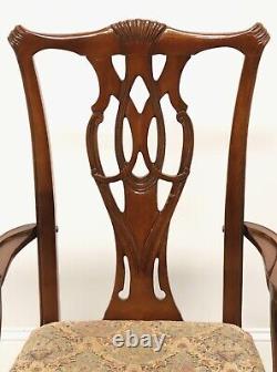 THOMASVILLE Solid Cherry Chippendale Straight Leg Dining Armchairs Pair