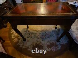 Table Mahogany Top Flip Antique Style Console Card Inlaid Chippendale 18th Claw