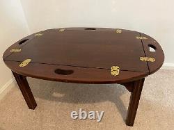 Thomasville Cherry Chippendale Folding Butler Oval Coffee Table