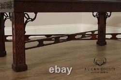 Thomasville Chinese Chippendale Style Mahogany Glass Top Coffee Table