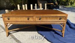 Tommy Bahama Chippendale Coastal Style Rattan Coffee Table