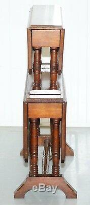 Two Tier Folding Victorian Mahogany Side End Wine Occasional Dumb Waiter Table