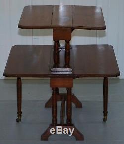 Two Tier Folding Victorian Mahogany Side End Wine Occasional Dumb Waiter Table