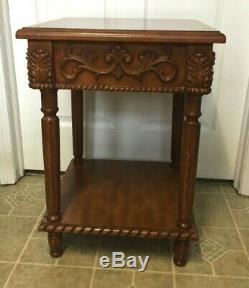Unique Pair Chinese Chippendale Carved Wood Night Stand, End Side Table L@@K