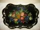 Vintage Hp Tole Tray Fruit Chippendale French Farmhouse Huge Table Top 1940s