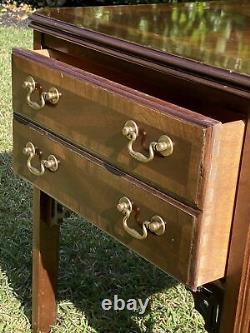 VINTAGE LANE CHINESE CHIPPENDALE INLAID MAHOGANY END/SIDE TABLE WithDRAWER