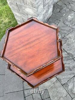 VTG Chippendale Style 2 Tier Pie Crust Carved mahogany Table Claw Foot 31x26