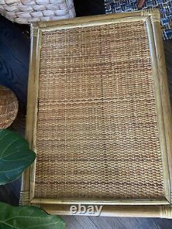 VTG Chippendale Style Bamboo Rattan Nesting Tables Set of 3 EUC Palm Beach