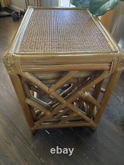 VTG Chippendale Style Bamboo Rattan Nesting Tables Set of 3 EUC Palm Beach