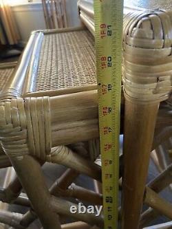 VTG Chippendale Style Bamboo Rattan Nesting Tables Set of 3 EUC Palm Beach