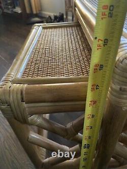 VTG Chippendale Style Bamboo Rattan Nesting Tables Set of 3 EUC Palm Beach