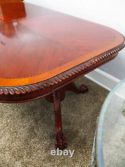 VTG Chippendale Style Ornate Hand Carved Mahogany Ball- &-Claw Feet Dining Table