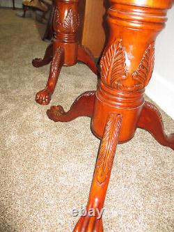 VTG Chippendale Style Ornate Hand Carved Mahogany Ball- &-Claw Feet Dining Table