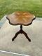 Vtg Solid Mahogany Pie Crust Round Table Side Lamp Plant Candle Stand 24x20