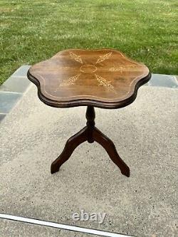 VTG Solid Mahogany Pie Crust Round Table Side Lamp Plant Candle Stand 24x20