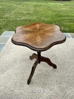 VTG Solid Mahogany Pie Crust Round Table Side Lamp Plant Candle Stand 24x20