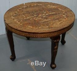 Very Rare Anglo Indian Rosewood Carved, Indian Rosewood Round Dining Table