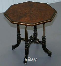 Very Rare Gillow & Co 1852-1857 Aesthetic Movement Amboyna Ebonised Side Table