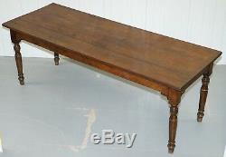 Very Rare Victorian Jas Shoolbred & Co Three Plank Walnut Refectory Dining Table