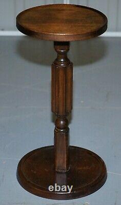 Very Small Edwardian Walnut Lamp Wine Side Table Nice Fluted Pillar To The Base