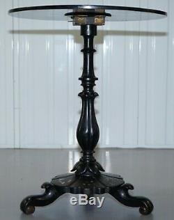 Victorian Ebonised Mother Of Pearl Inlaid Tilt Top Chess Table Flowers Butterfly