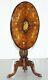 Victorian Walnut & Marquetry Inlaid Tilt Top Oval Side Table Bulbous Pedestal