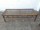 Vintage 1960's Solid Oak Faux Bamboo Chippendale Coffee Table W Smoke Glass Top