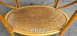Vintage 1960s Chippendale Bamboo And Rattan Wicker Oval Bar Cart