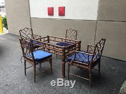 Vintage 4 Chinese Chippendale Chairs With Matching Table