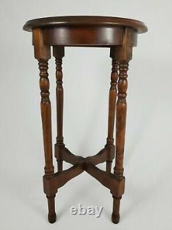 Vintage Accent Table Walnut Wood 2 Tier Round Federal Chippendale