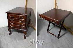 Vintage Allen Classics Mahogany Cabinet w 4 Folding TV Tray Tables Chippendale