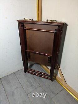 Vintage Allen Classics Mahogany Cabinet w 4 Folding TV Tray Tables Chippendale