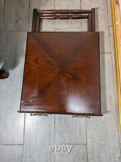 Vintage Allen Classics Mahogany Cabinet w 4 Folding TV Tray Tables Chippendale