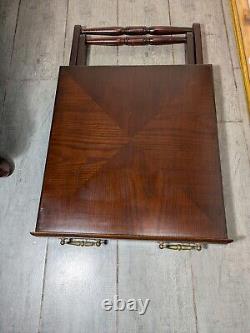 Vintage Allen Classics Mahogany Cabinet w 4 Folding TV Tray Tables Chippendale