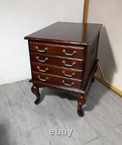 Vintage Allen Classics Mahogany Cabinet w 4 Folding TV Tray Tables Chippendale