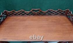 Vintage Antique Quality Chippendale Revival Solid Mahogany Butlers Serving Tray