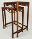 Vintage Asian Chinese Chippendale Carved Rosewood Nesting Tables Set Of 2
