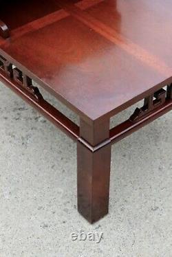 Vintage Asian Chinoiserie Chippendale Fretwork Step Side Table Hollywood Regency