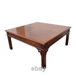 Vintage BAKER FURNITURE Chippendale Flame Mahogany Square Coffee Cocktail Table