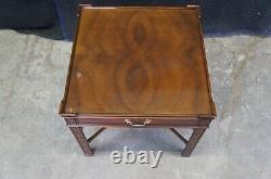 Vintage Baker Chinese Chippendale Mahogany Carved Square End Table Glass Top 26