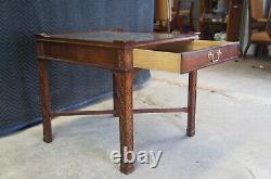 Vintage Baker Chinese Chippendale Mahogany Carved Square End Table Glass Top 26