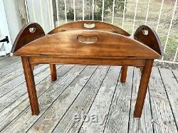Vintage Baker Furniture Solid Mahogany Butler's Style Chippendale Tray Table