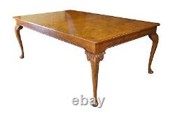 Vintage Baker Stately Homes Chippendale Style Burled Walnut Dining Table 130