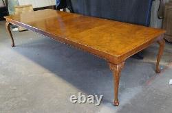 Vintage Baker Stately Homes Chippendale Style Burled Walnut Dining Table 130